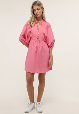 Vestido Hering Curto Mandarim Rosa