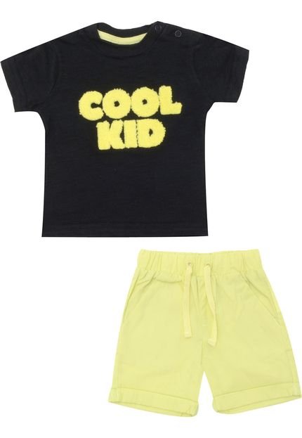 Conjunto 2pçs Tip Top Curto Bebê Menino Cool Kid Preto/Amarelo - Marca Tip Top