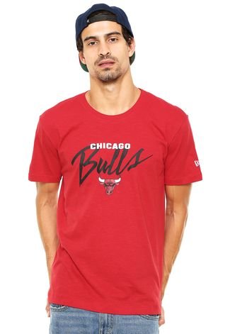 Camiseta New Era Staary Halo Chicago Bulls Vermelha