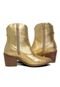 Bota Texana Western Bico Fino Cano Curto Country Couro Metalizado Ouro Kuento Shoes - Marca KUENTO SHOES
