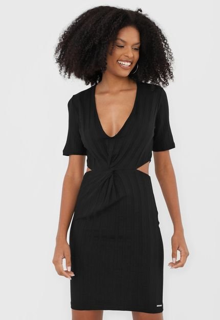 Vestido Colcci Curto Canelado Preto - Marca Colcci