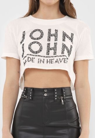 Camiseta Cropped John John Onça Off-White