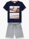 Conjunto Infantil Menino Camiseta   Bermuda Milon Azul Marinho - Marca Milon
