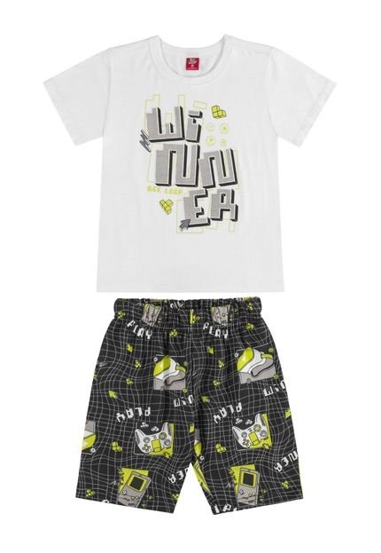 Conjunto Winner com Camiseta e Bermuda Infantil Masculino Bee Loop Branco - Marca Bee Loop