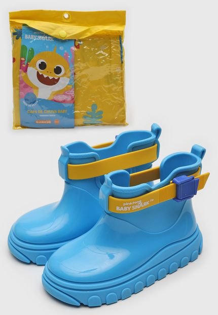 Galocha Infantil Grendene Kids Baby Shark Rain Fun A Azul - Marca Grendene Kids