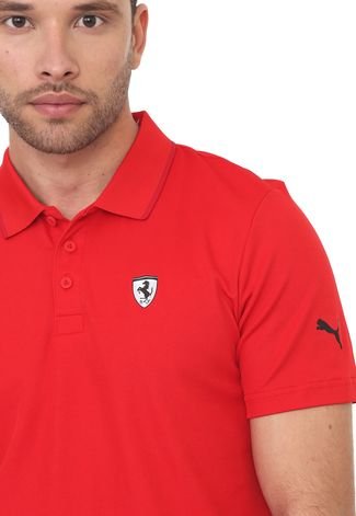 Camisa Polo Puma Reta Ferrari Vermelha