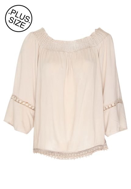 Blusa Lily Fashion Ombro a Ombro Bege - Marca Lily Fashion Plus