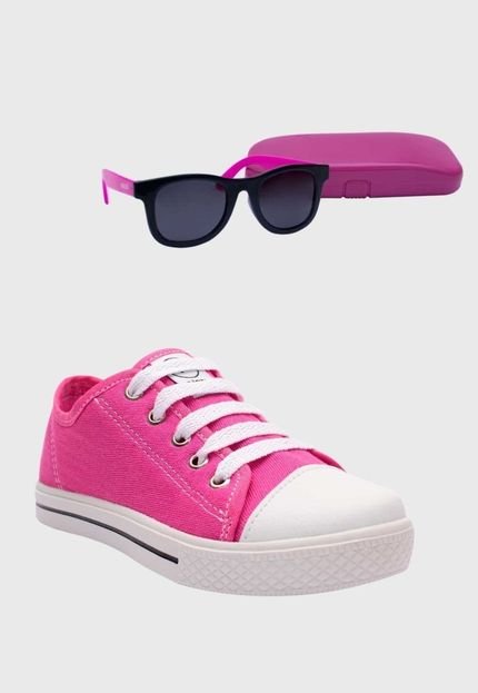 Kit Tenis Popstar Pink e Oculos de Sol Infantil Rosa - Marca Pópidí
