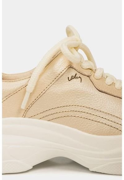 Tenis Plataforma Mori De Cuero Para Mujer Combinados Dorado Tenis