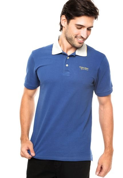 Camisa Polo Triton Logo Azul/Cinza - Marca Triton