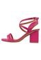 Sandália Feminina Salto Baixo 5cm Bloco Tiras Cruzadas Bico Quadrado  Rosa - Marca Rosa Chic Calçados