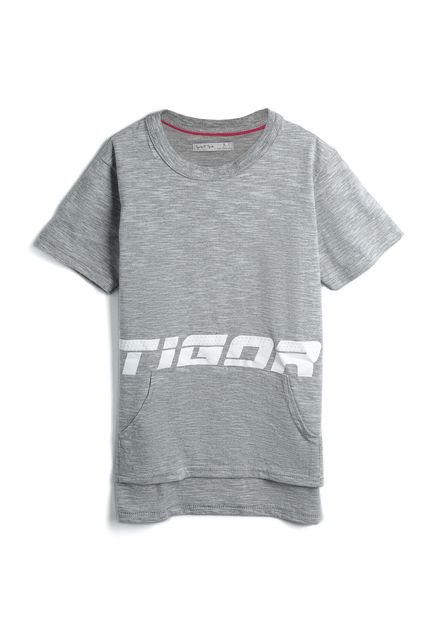 Camiseta Tigor T. Tigre Menino Escrita Cinza - Marca Tigor T. Tigre