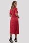 Vestido Midi Diluxo Canelado Manga Curta Vermelho - Marca Diluxo