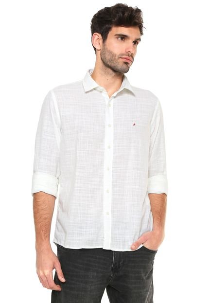 Camisa Replay Washed Slim Fit Off-white - Marca Replay
