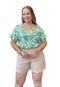 Blusa Plus Size Feminina Decote Quadriculado Estampada  Coral - Marca Predilects Plus