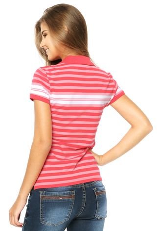 Camisa Polo Lacoste Striped Laranja