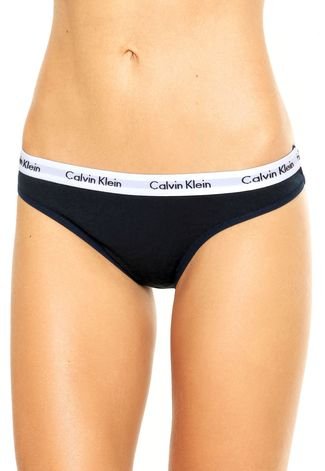 Kit Calcinha Calvin Klein Underwear Tanga 2 peças Azul/ Cinza