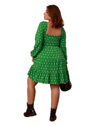 Vestido Tamires Bolinhas Verde
