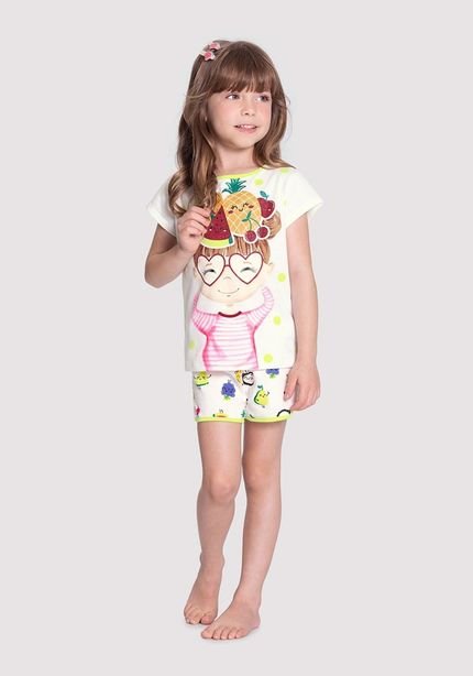 Pijama Infantil Menina Estampado Brilha no Escuro - Marca Alakazoo