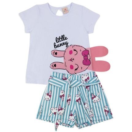 Conjunto Infantil Feminino Interativo Little Bunny Branco 353 - Liss Candy - Marca Laluna Premium