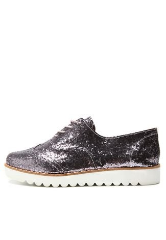 Oxford Flatform DAFITI SHOES Glitter Prata