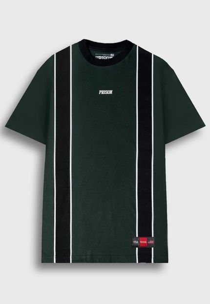 Camiseta Streetwear Green Double Black Stripe - Marca Prison