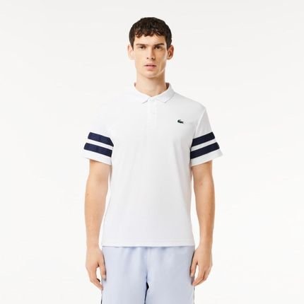 Camisa Polo Esportiva Colorblock Ultra-Dry para Tênis Branco - Marca Lacoste