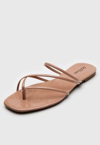 Rasteira DAFITI SHOES Com Pedras Nude - Compre Agora