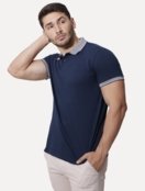 Polo Aramis Masculina Piquet Duplo Gola Jacquard Azul Marinho - Marca Aramis