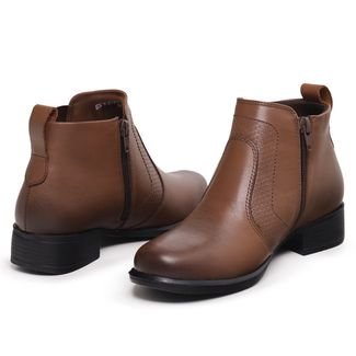 Bota Chelsea Country Feminina de Couro Cano baixo  Mod.0846 Havana