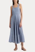 Vestido Lauren Ralph Lauren Midi Listrado Azul - Marca Lauren Ralph Lauren