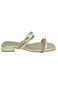 Sandalia Salto Baixo Delicada Leve Confortavel Modelo Transpaçada Baulada Ouro  Dourado - Marca RYHEN CALCADOS