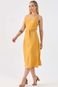 Vestido Midi PKS Viscose Com Cinto Mostarda - Marca PKS