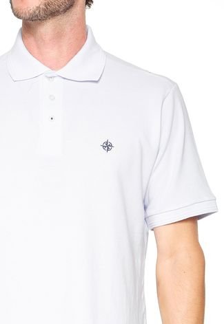 Camisa Polo FiveBlu Manga Curta Basic Embroidery Branca