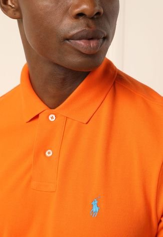Camisa Polo Polo Ralph Lauren Slim Logo Laranja