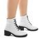Bota Coturno Feminina Cano Baixo Tratorada Salto Confort Off White Com Preto - Marca Stessy Shoes
