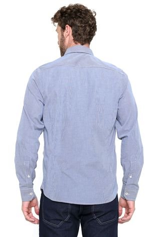 Camisa Triton Slim Azul/Branca