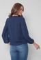 Blusa Intens Manga Longa Crepe Azul - Marca Intens