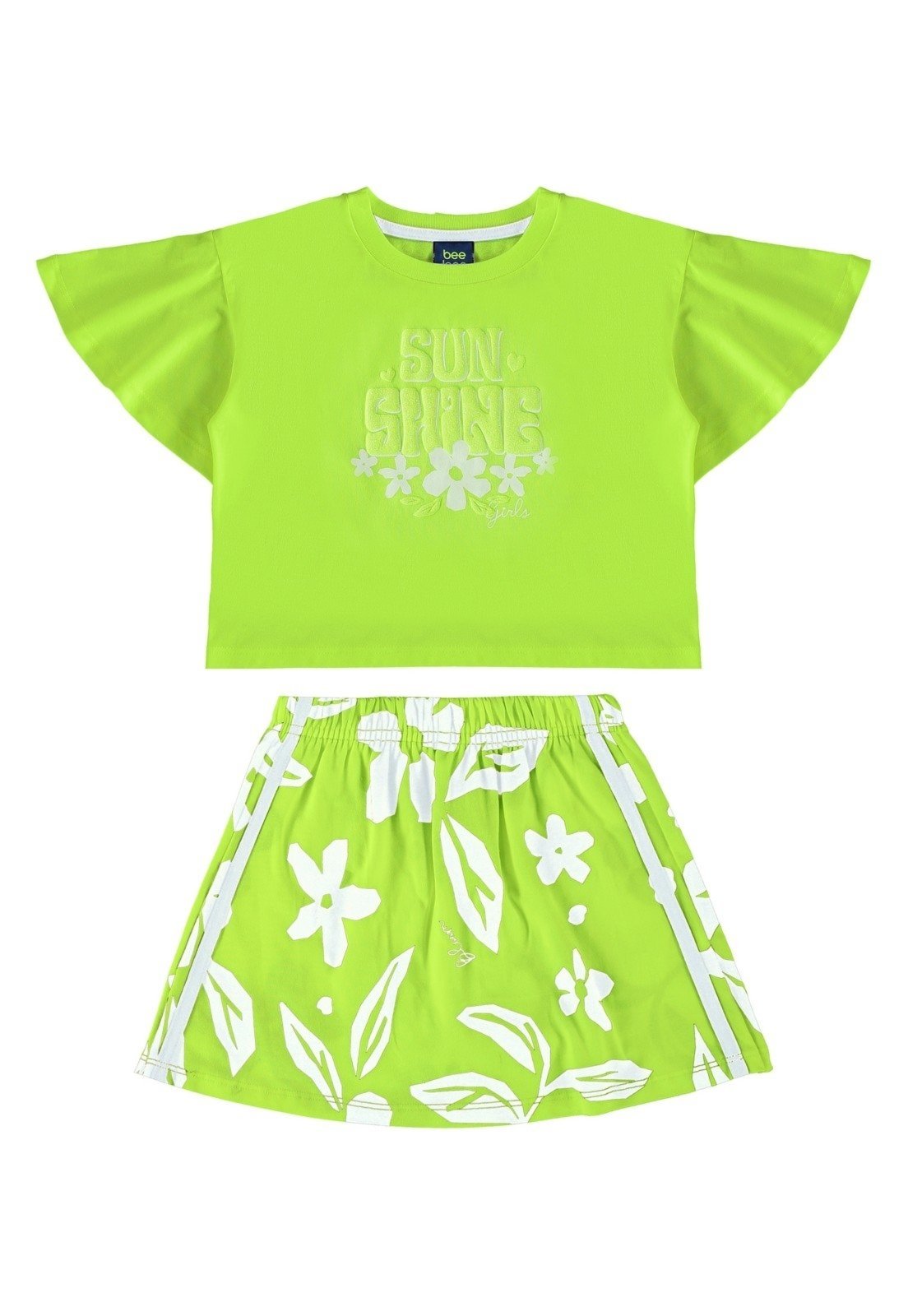 Conjunto Infantil com Blusa e Short-Saia para Menina Bee Loop Verde - Marca Bee Loop