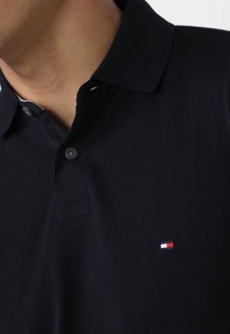 Camisa Polo Tommy Hilfiger Reta Logo Azul-Marinho - Compre Agora