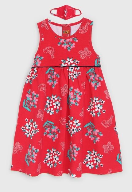 Vestido Kyly Infantil Floral Vermelho - Marca Kyly