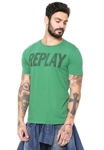 Camiseta Replay Estampada Verde - Marca Replay