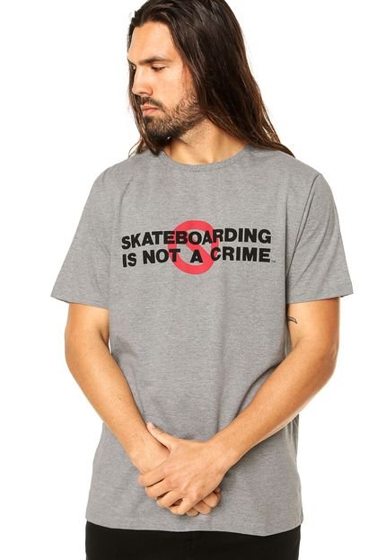 Camiseta Manga Curta Skateboard Is Not A Crime Cinza - Marca Skateboard Is Not A Crime