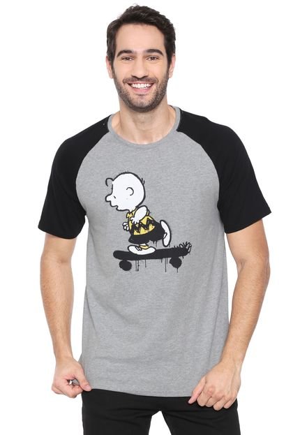 Camiseta Snoopy Estampada Cinza/Preta - Marca Snoopy