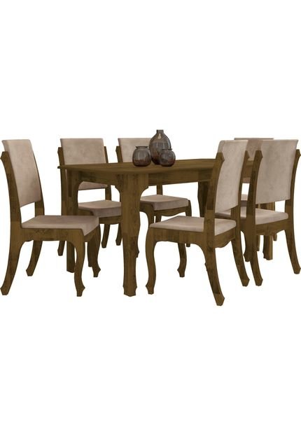 Conjunto Mesa de jantar Onix com 6 cadeiras Marrom RV Móveis - Marca Rv Móveis