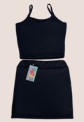 Conjunto Infantil Menina Cropped e Saia Canelada 37-A  Preto - Marca Lavin Basic