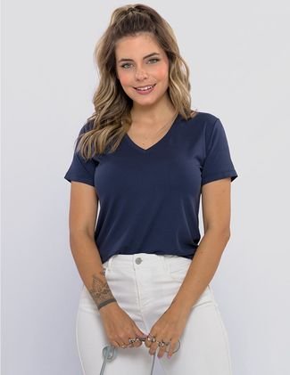 Camiseta Gola V - Azul Marinho - Perfit