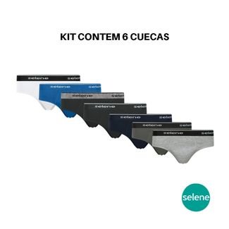 Kit Com 6 Cuecas Slip Selene Masculina De Algodão Original