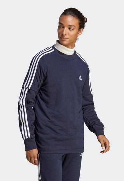 Camiseta Azul Navy Blanco adidas Performance Essentials 3 Rayas