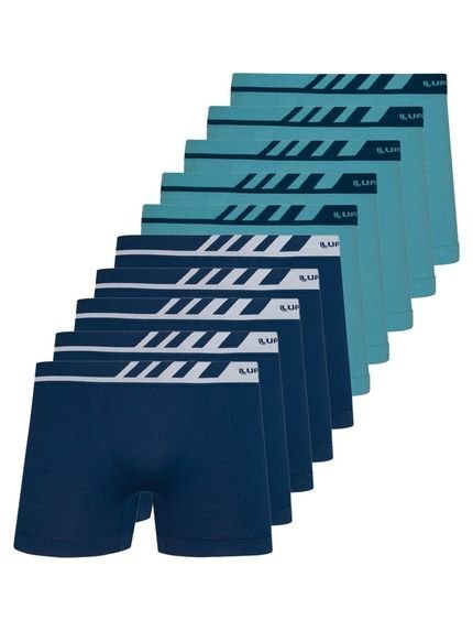 Kit com 10 Cuecas Boxer Lupo 671-002 Colorido Azul Marinho - Marca Lupo